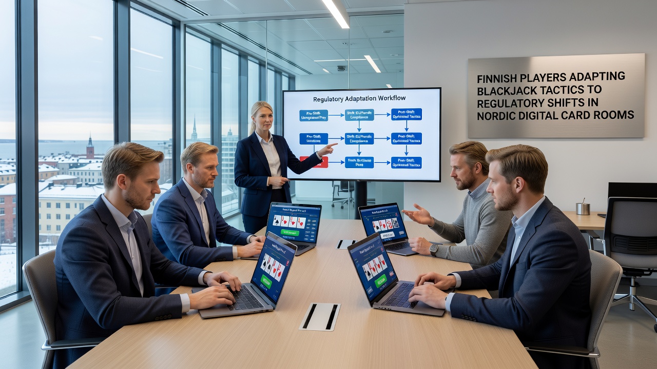 Digital card room interface showing Nordic blackjack tables with updated regulatory compliance features